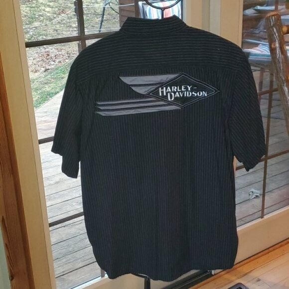 Harley-Davidson Embroidered Graphic Casual Button Down Short Sleeve Sz L Shirt - Picture 5 of 14